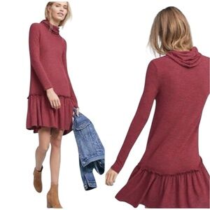 Anthropologie Sunday in Brooklyn Burgundy Drop Waist Cowl Neck
Knit Dress SZ M